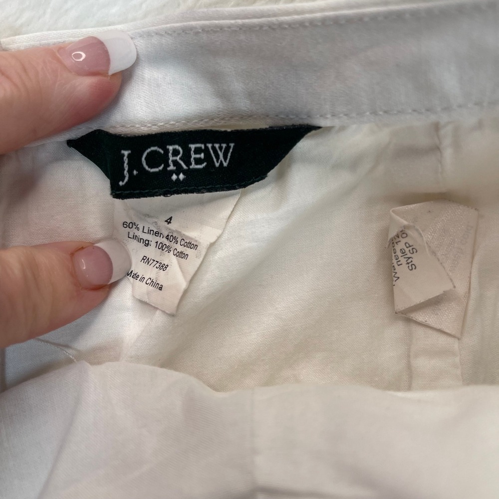 J.Crew White Linen Cotton Pleated Mini Skirt Sz 4 Academia Tennis Preppy School - Picture 2 of 8